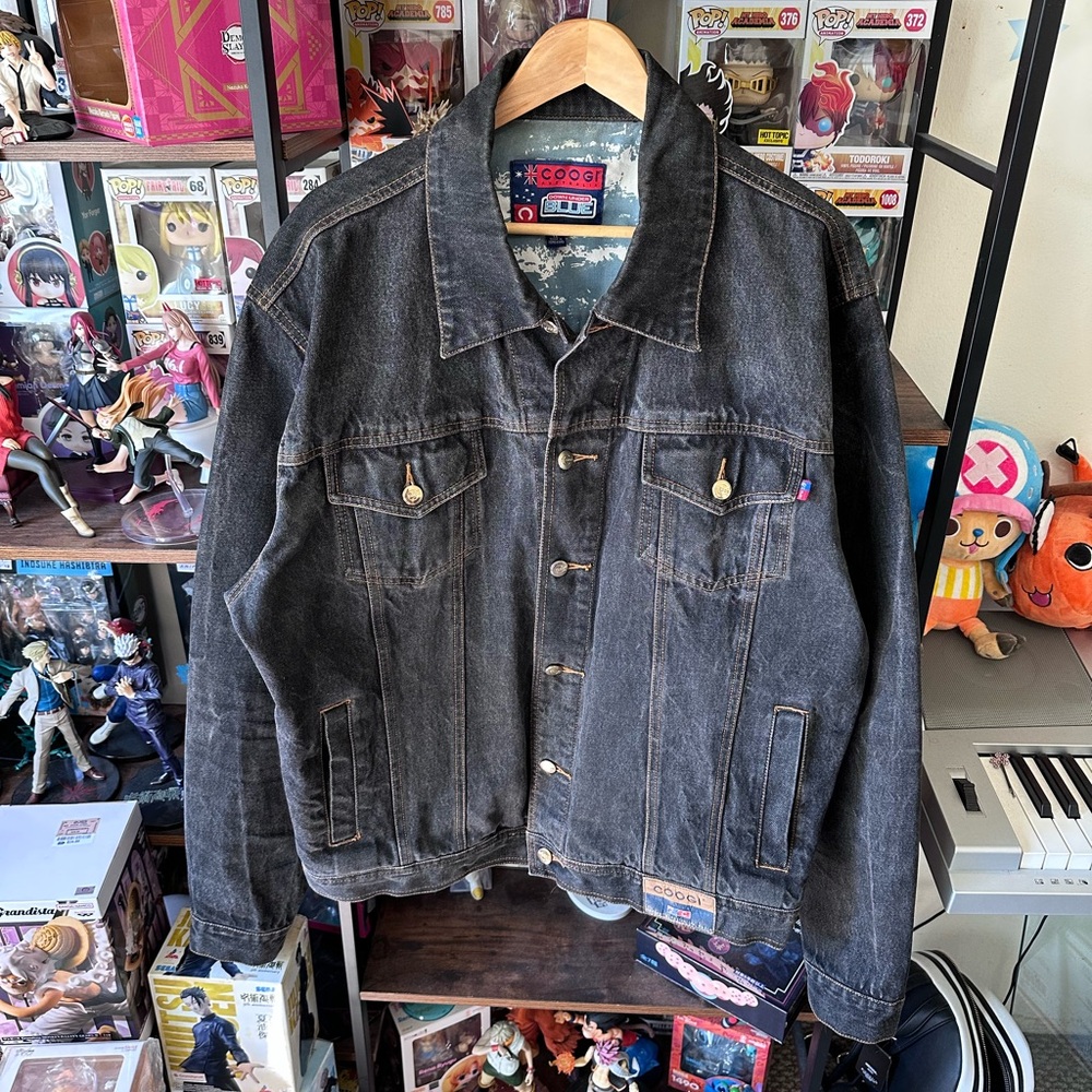 Vintage COOGI Black Denim Jacket Faded Wash Men’s XL Oversized